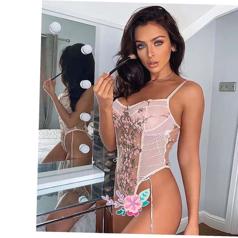 Lingerie bodysuit teddy lace embroidery floral